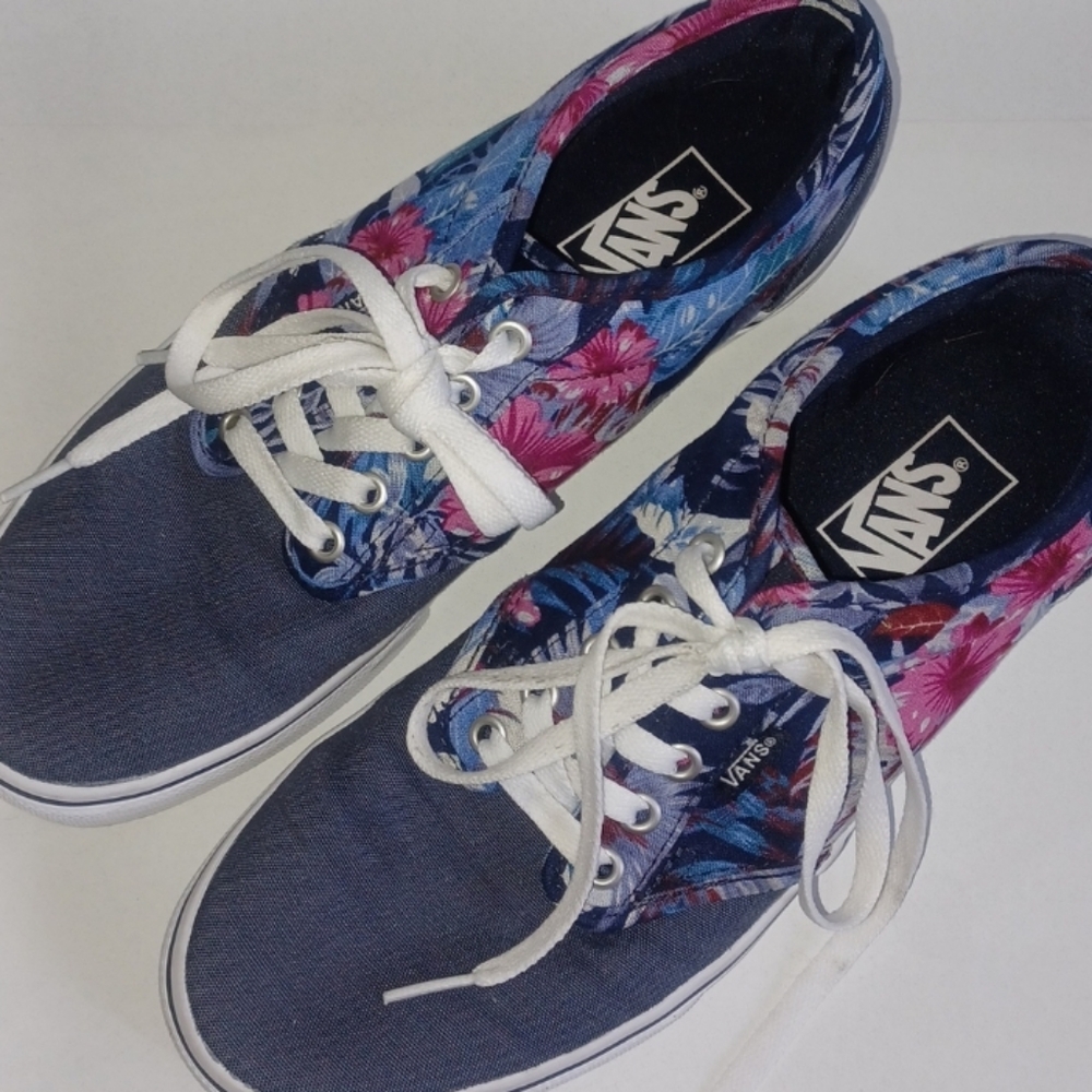 Vans the era Tropical Navy Blue + Pink Graphic Vans shors Size 10 like new-copy